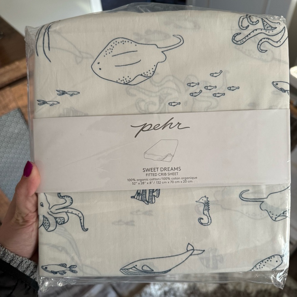 NWT Pehr ocean crib sheet